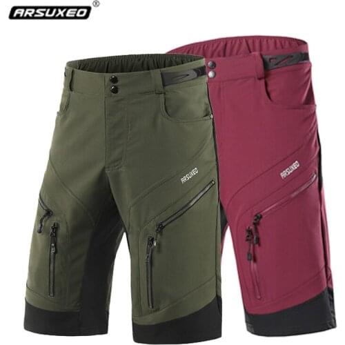 ARSUXEO DH Downhill Cycle Shorts Loose Fit Outdoor Sports Men Mountain Bike Bicycle Shorts MTB Cycling Short Pants