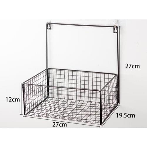 Nordic Iron Wire Hanging Storage Basket Wall Display Storage Box Basket Multifunction Mesh Wire Metal Wall Shelf Storage Holder