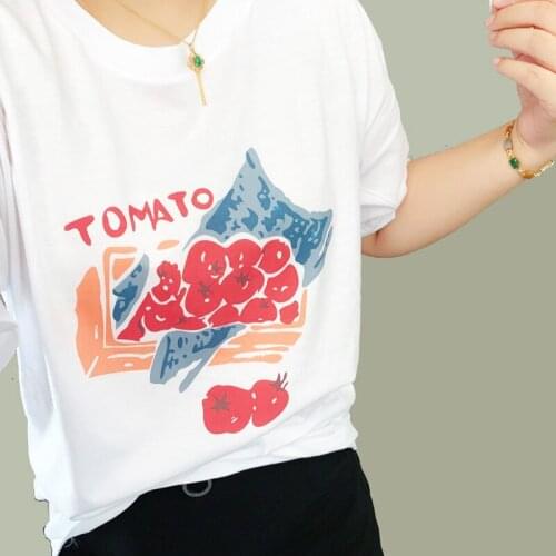 Sunfiz New Vegan From My Head Tomatoes Harajuku Ullzang T Shirt Women Style Fashion T-shirt 90s Graphic White Tshirt Top Tee Fem