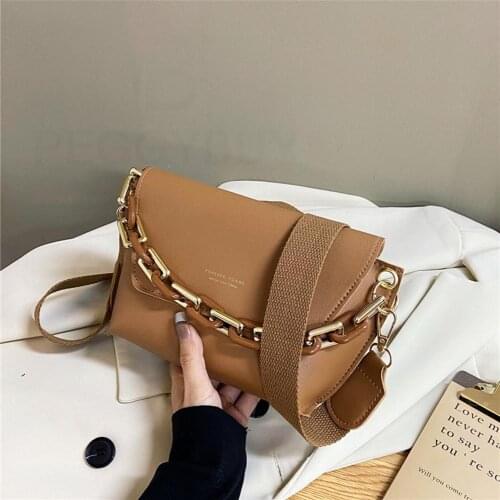 Vintage Female Chain Crossbody Bag Women PU Leather Street Shoulder Satchel Fashion Street Commuter Messenger Purse