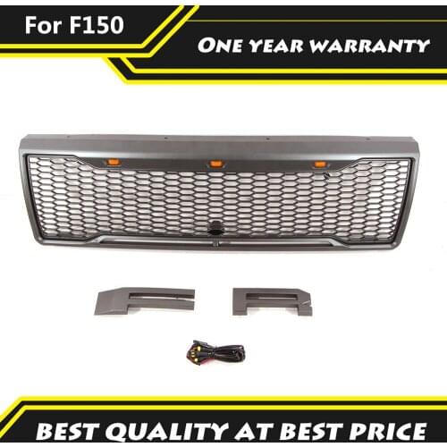 Off-road 4X4 Pickup Bumper Grills Fit For Ford F150 1992 1993 1994 1995 1996 Matte Black/Gray Front Raptor Grille