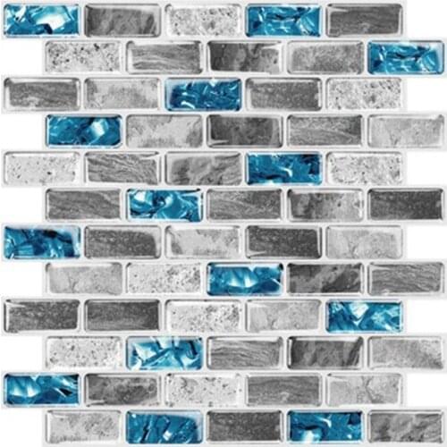 Vivid Tiles Blue Peel and Stick Tiles 3D Brick Effect Waterproof Kitchen Backsplash Decor Self Adhesive Wallpaper