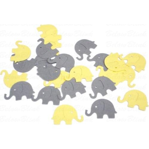 Yellow and Gray Elephant punch die cut Confettis birthday wedding bridal baby shower party Table scatters scrapbooking