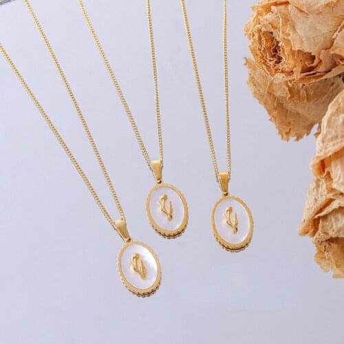 Minar White Color Shell Metallic Floral Necklace for Women Girls Titanium Steel Gold Colour Thin Chain Necklace Accessories Hot