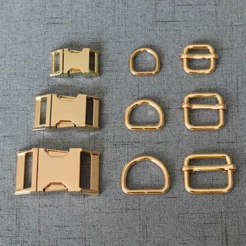 1 Set Metal Buckle Slider Adjustable D Ring Clasp Webbing For Paracord Pet Zinc Alloy DIY Dog Collar Accessory