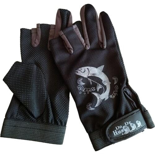 1-pair Fishing Gloves Anti-slip Quick-dry Three Fingerless Soft Breathable Gloves For Fishing Cycling Climbing Hunting