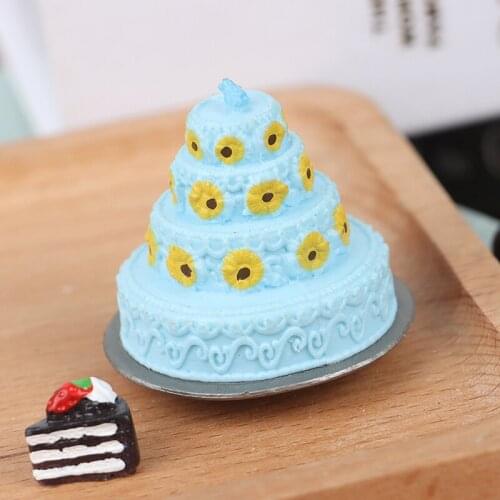 1 Pc Plastic Miniature Birthday Cake Model Simulation Food Kitchen Toy Doll House Accessories