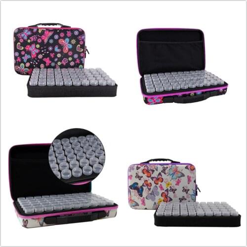 120 Bottles Diamond Painting Accessories Container Zipper Storage Bag New Bottles Of Suitcase 5D Butterfly Embroidery Tool