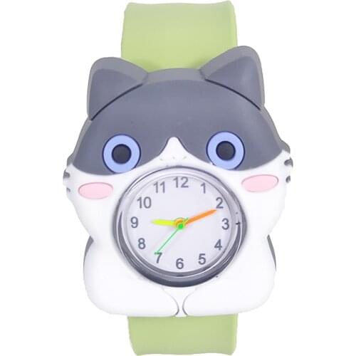 4 Color Cartoon Cute Cat Shape Children Watch Silicone Strap Sports Kitty Watch for 3-8 Year Old Girls Birthday Gift Clock Time