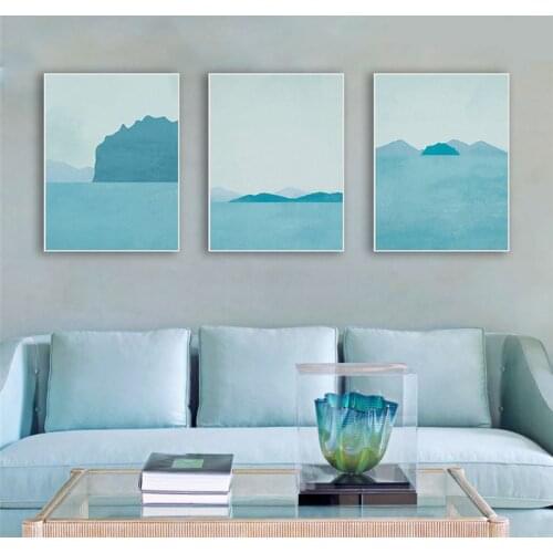 Abstract Landscape Home Decor Nordic Canvas Painting Print DIY Impressionist Scenery Sea Mountain Bedoom Office Hotel Wall Art