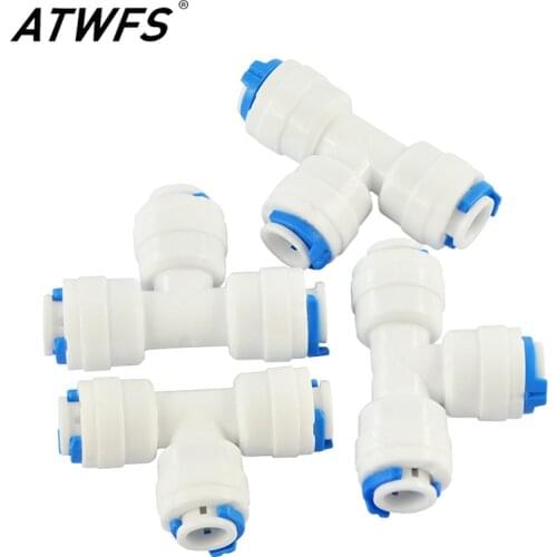 ATWFS 2pcs Water Filter 1/4" Tee Fittings Connector RO Elbow pvc Tube Quick Connect Tee 1/4'' Connector Tube Water-Filter-Parts