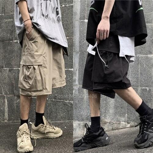Japanese Summer Kimono Pants Pocket Streetwear for Men Shorts Fashion Gothic Punk Harajuku Casual Women Workwear Unisex Vintage