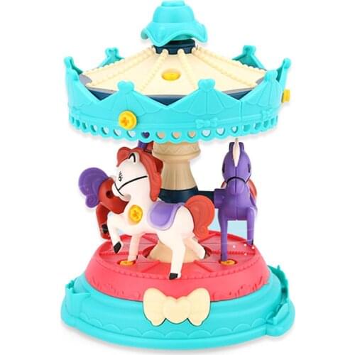 Carouse Horse Building Blocks DIY 3D Puzzle Game Assembly Toy Building Blocks Carousel Kids Playground Gifts For Childrens Party