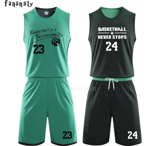 Reversible Basketball Jerseys set Double-side Uniforms Sports Clothes Jerseys Kids Customized shirts with Basketball shorts Men
