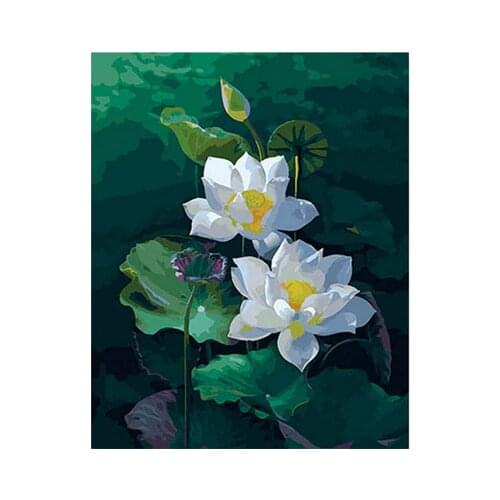 GATYZTORY DIY Painting By Numbers Lotus Oil Painting HandPainted Drawing On Canvas Acrylic Painting Home Decor Kill Time