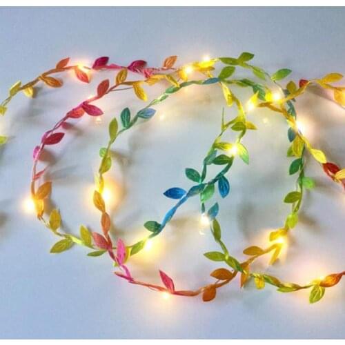 Simulate Leaf Garland String Light Flexible Copper Wire Artificial Leaves Lamp for Christmas Wedding Party