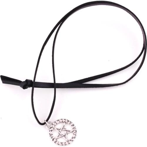 Leather Chain Viking Style Necklaces Pentagram Magick Rune Cool And Fashion Famous Brand Zinc Alloy Silver Color Dropshipping