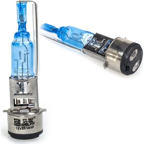 LMoDri New Universal Motorcycle Head Light Bulb E-bike White Xenon Gas HID High Beam Moped Double Contactors Hyper 12V 35w