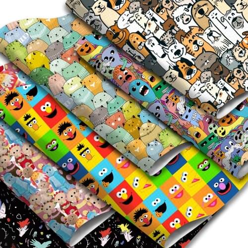 Carton Characters Faux Leather Sheets Animal Dog Cat Printed Synthetic Leather Fabric 20x33cm for DIY Earrings Hair Bows Crafts