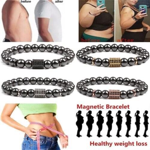 Magnet Therapy Slimming Bracelet Obsidian Anti fatigue Black Stone Fat burn slim bracelet body shape Weight Loss Health care