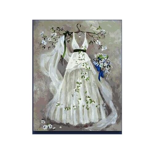 MaHuaf-X354 Dream wedding Framed Pictures painting by numbers drawing on canvas DIY Digital Home Decor For Living Room 40x50cm