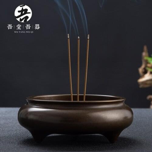 Copper censer home for worship Buddha incense incense burner furnace large sank sandalwood incense incense coil line