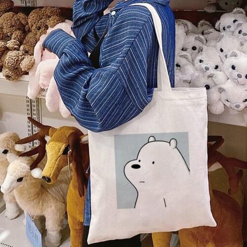 Cute Fun Handbag Fun Cartoon Bear Shopping Bag Shopper Bag Tote Bag Summer Shoulder Canvas Bag Large Capacity Wild Messenger Bag