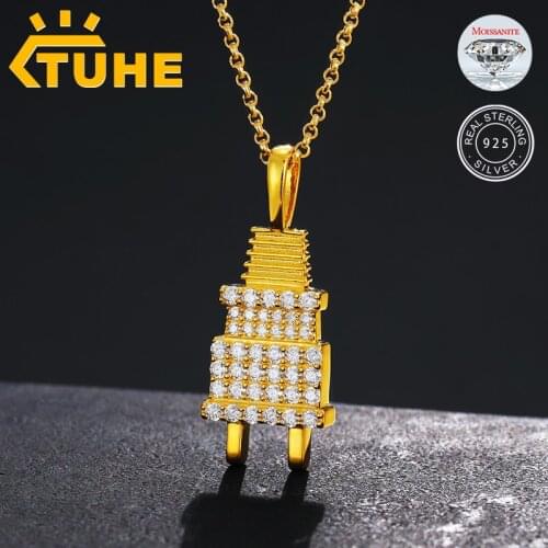 Fashion Personality Top Quality 100% 925 Sterling Silver Moissanite Pendant Necklace For MenS Hip Hop Jewelry Women 2021