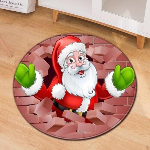Cartoon Christmas Home Round Carpet Baby Game Mats Child Play Rugs New Year Decor Carpets For Room Gift Living Christmas Bedroom