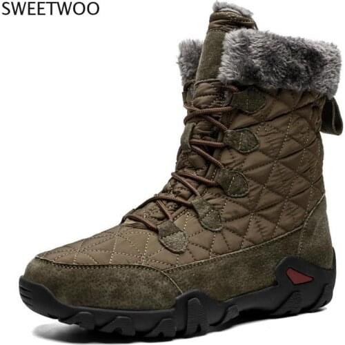 New Winter High Help Men Snow Boots Waterproof Man Boots Man Fur Thick Plush Warm Mens Boots Male Ankle Boots Big Size 38-48