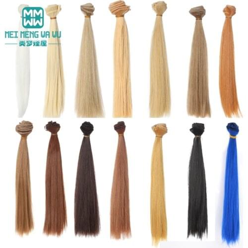 1pcs 25cm*100CM Soft straight hair hair for doll black Pink blue red for 1/3 1/4 1/6 BJD doll DIY wig Accessories