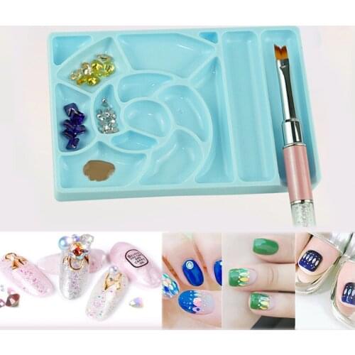 Nail Art Painting Palette Plastic Polish Color Mixing Plate Dish Manicure Equipment Supply Drawing Gel Polish File Brush Tools