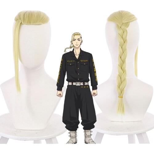 Anime Tokyo Revengers Ryuguji Ken Cosplay Wigs Golden Yellow High Temperature Resistance Synthetic Hair Twist Braid Halloween