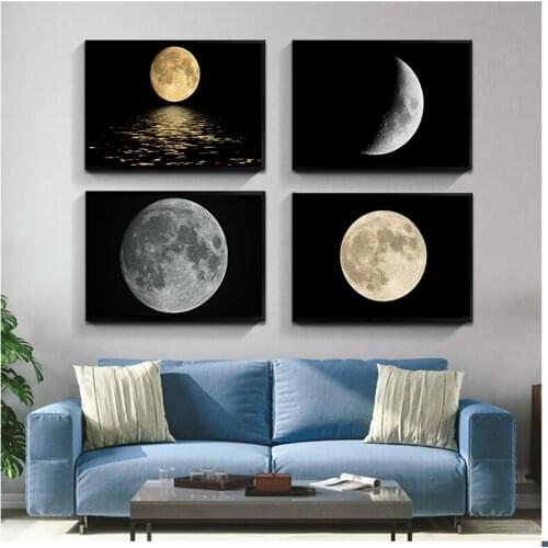 Moon Phase Canvas Poster Prints Minimalist Luna Wall Art Abstract Painting Nordic Pictures Modern Home Decoration Free Shipping