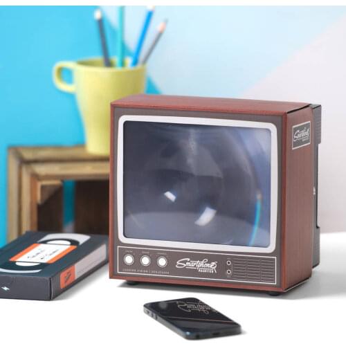 Hot DIY Retro TV Shape Mobile Phone Screen Magnifier Cellphone Stand Holder Amplifier Video Expander 3D Screen Movie For Display