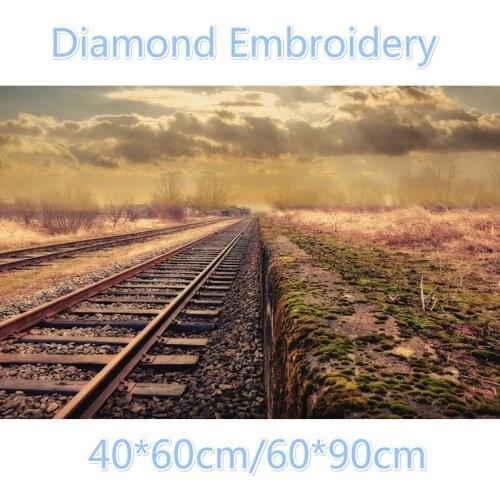 Full Round Drill 5D DIY Diamond Painting Railway Landscape Diamond Embroidery Home Decor Picture Of Resin Beadwork