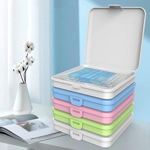 Portable Square Face Masks Storage Box Moisture-Proof Masks Storage Seal Box Stationery Case Dustproof For Home School Office