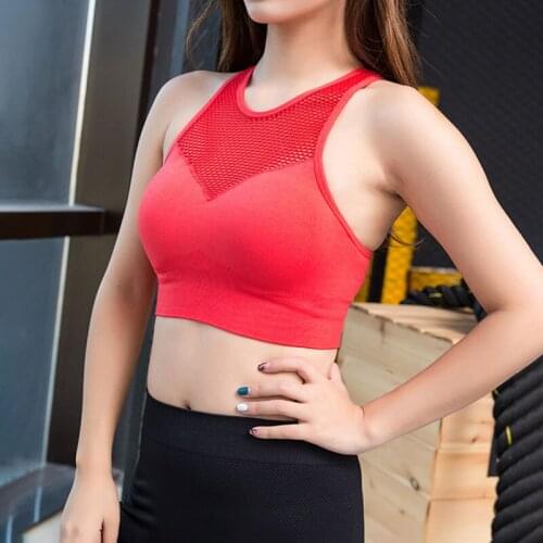 NORMOV Casual Women Tank Tops Workout Mesh Hollow Out O Neck Backless Nylon Top Skinny Solid Red Underwear Crop Lady Top