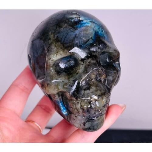 Natural Crystal Quartz Mineral Skull Hand Carving Gemstone Energy Stone Handicraft Ornaments