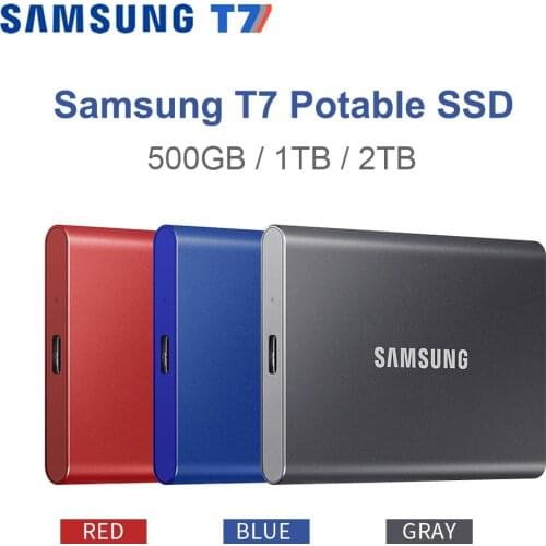 Samsung T7 Portable SSD 500GB 1TB 2TB USB 3.2 External Solid State Drive Type-c Portable Hard Drive Up to 1050MB/s