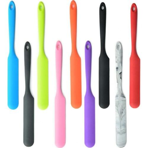 Silicone Slim Spatula Spatula Heat Resistant Flexible Non-Stick Long Handle Silicone Jar Smoothies Baking Spatula for Stirring