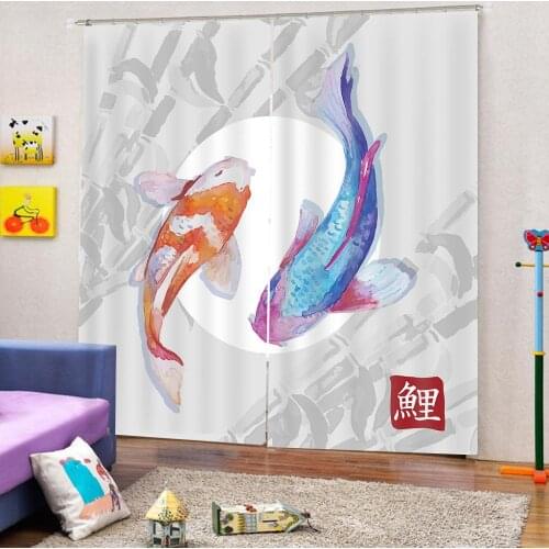 Modern style Koi Fish Curtain 3D Digital print for living room bedroom curtains home drapes