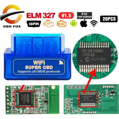 20pcs/lot Super mini elm327 V2.1 WIFI supports OBD II protocols elm 327 V1.5 bluetooth for Android IOS code reader scanner