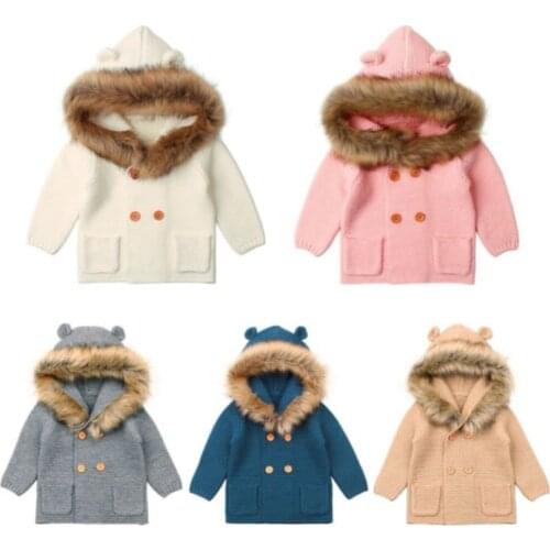 2019 Fashion Warm Toddler Kids Baby Girls Sweater Outfit Clothes Button Knitted Woolen Sweater Coat Outerwear kids Jackets
