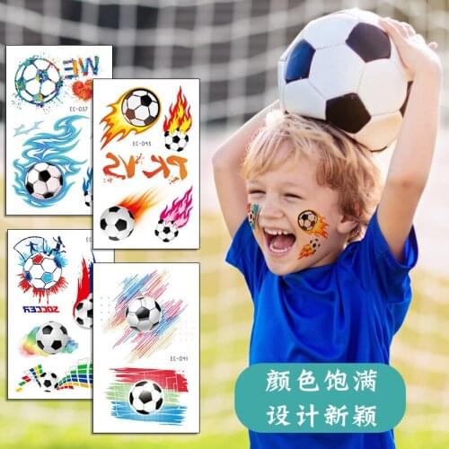 5PC Kids Boy Cartoon Football Tattoo Sticker World Cup Club Face Arm Foot Tattoo Waterproof Sweat Fan Game Temporary Tattoo