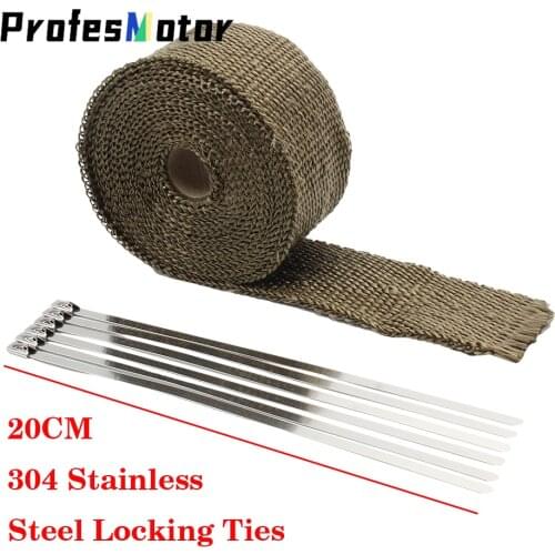 25mm*15M Motorcycle Heat Shield Wrap Turbo Pipe Heat Insulation Exhaust Thermal Exhaust Heat Tape With Stainless Ties