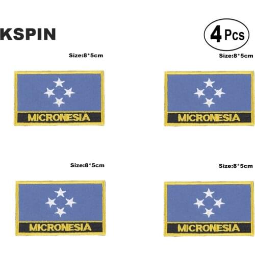 Micronesia Rectangular Shape Flag Iron on Saw on Patches Embroidered Flag Patches National Flag Patches for Clothing