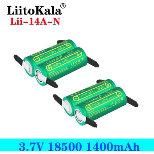 LiitoKala Lii-14A 18500 1400mAh 3.7 V rechargeable battery Recarregavel lithium ion battery for flashlight+DIY Nickel