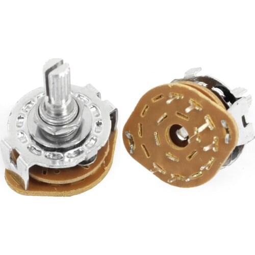 Uxcell 2 Pcs 1P8T 1 Pole 8 Position 6mm Knurled Shaft Dia Band Selector Rotary Switch