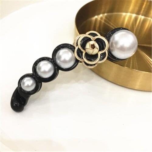 Hair Claw Clip Clamp For Women Girl Camellia Flower Floral Banana Pearl Korean Handmade Fashion Head Accessories Mujer Wholesale